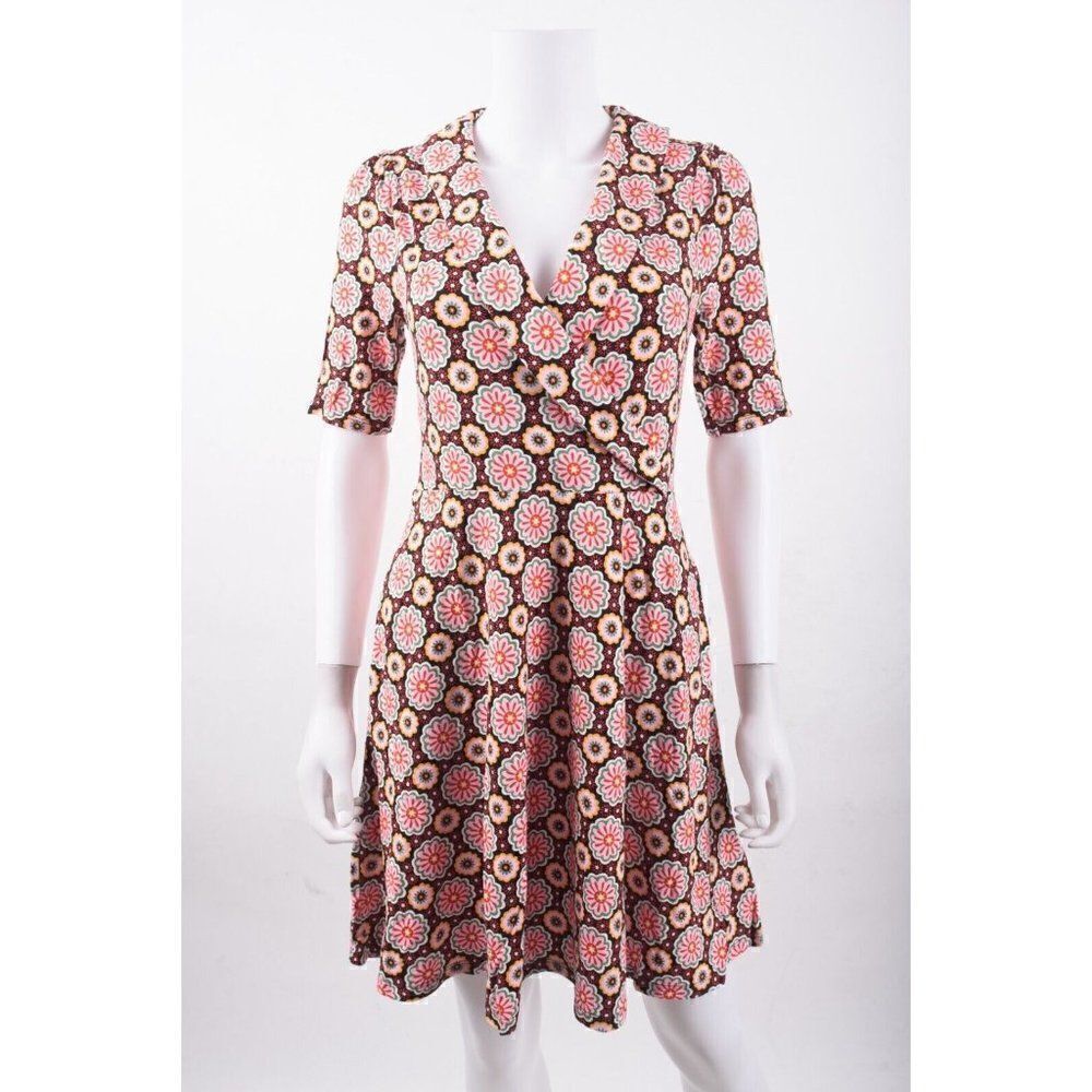 Boden Womens Wrap Jersey Dress UK 10 US 6 MultiColor Floral Daisy D0112 NWT